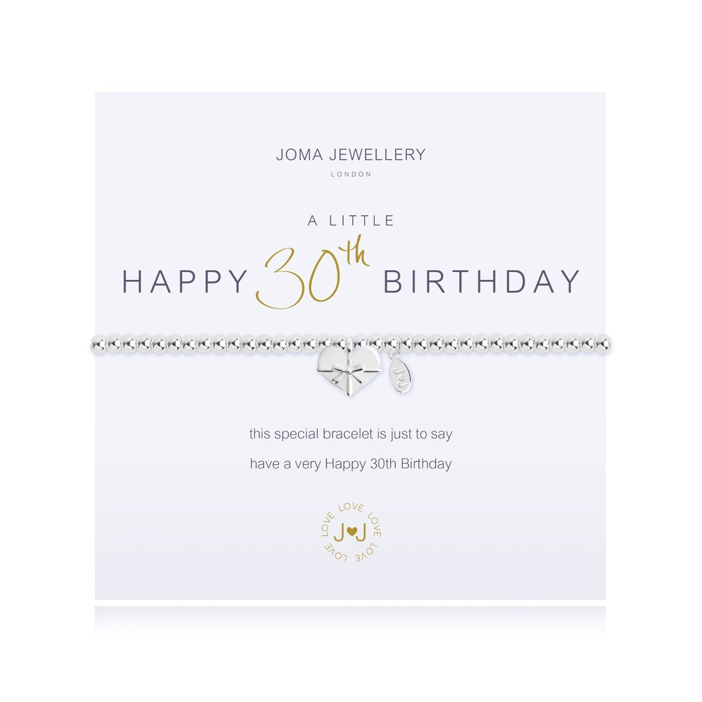 Joma Silver Plated Beaded Bracelet A Little HAPPY 30th BIRTHDAY + Gift Bag 1961