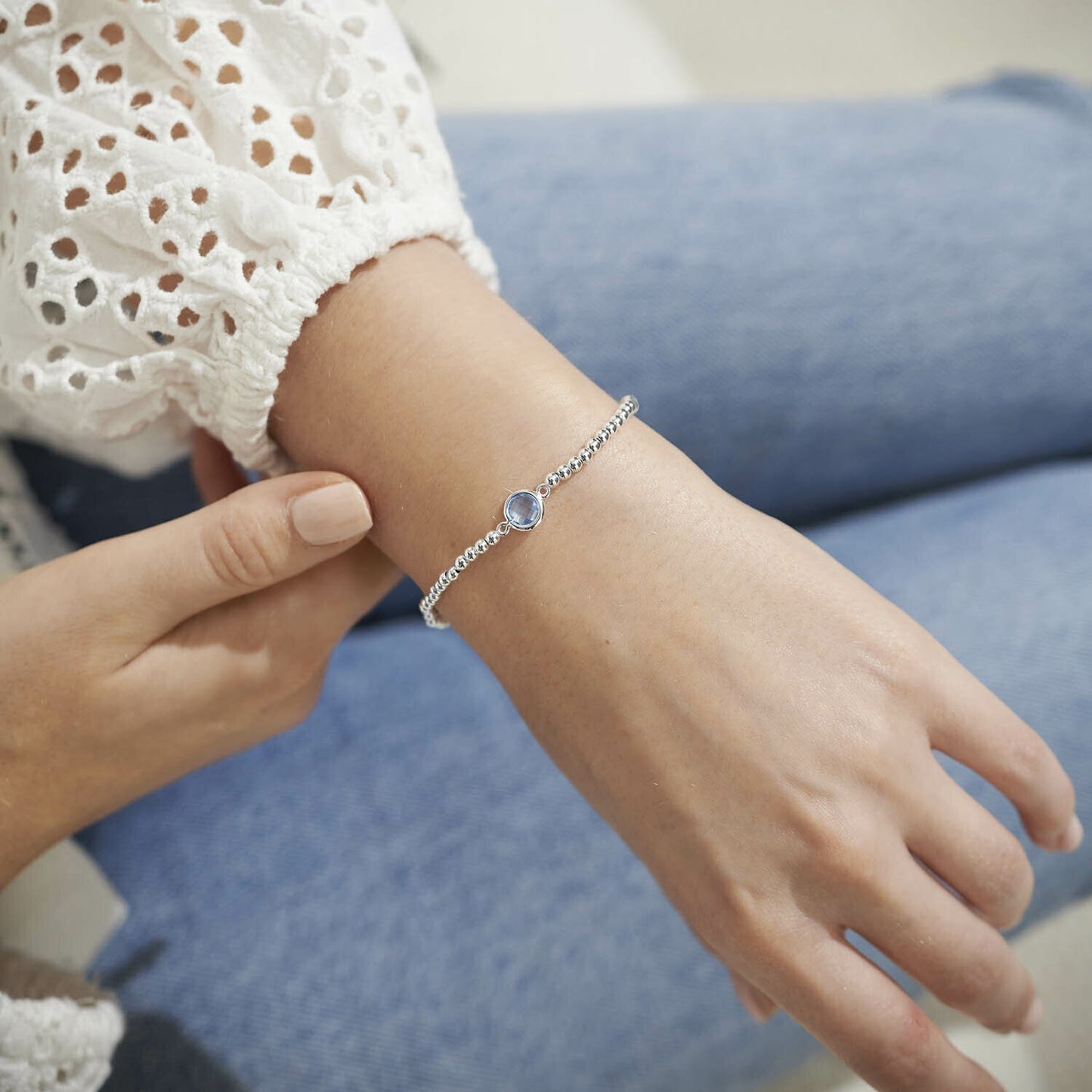 Joma Silver Plated Beaded Bracelet A Little SOMETHING BLUE + Gift Bag 5808