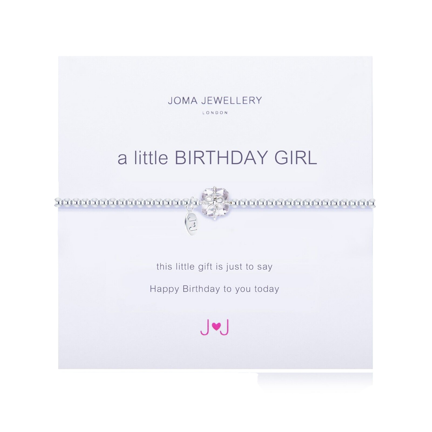 Joma Silver Plated Beaded Bracelet A Little BIRTHDAY GIRL + Gift Bag 688