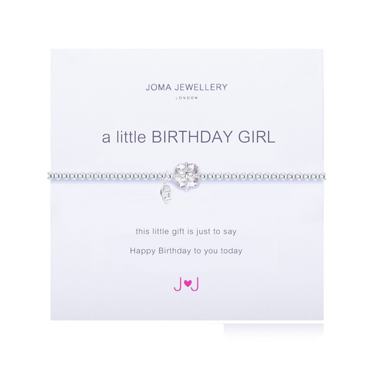 Joma Silver Plated Beaded Bracelet A Little BIRTHDAY GIRL + Gift Bag 688
