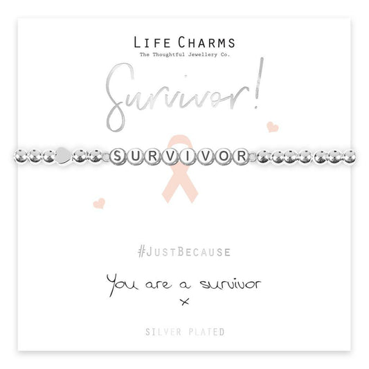 Life Charms Bracelet - " YOU ARE A SURVIVOR " Beautifully Gift Boxed - NEW