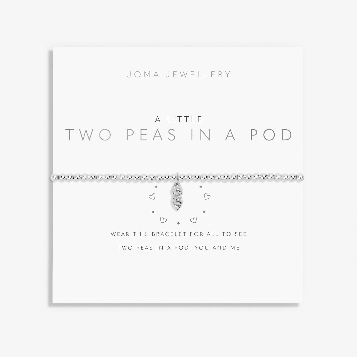 Joma Jewellery Silver Plated Beaded Bracelet A Little TWO PEAS IN A POD + Gft Bg