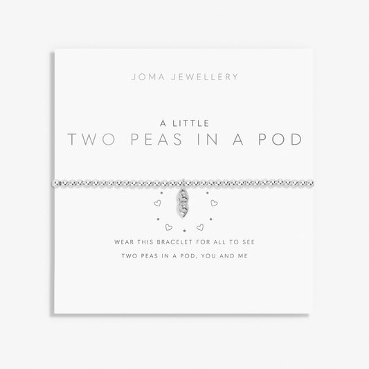 Joma Jewellery Silver Plated Beaded Bracelet A Little TWO PEAS IN A POD + Gft Bg