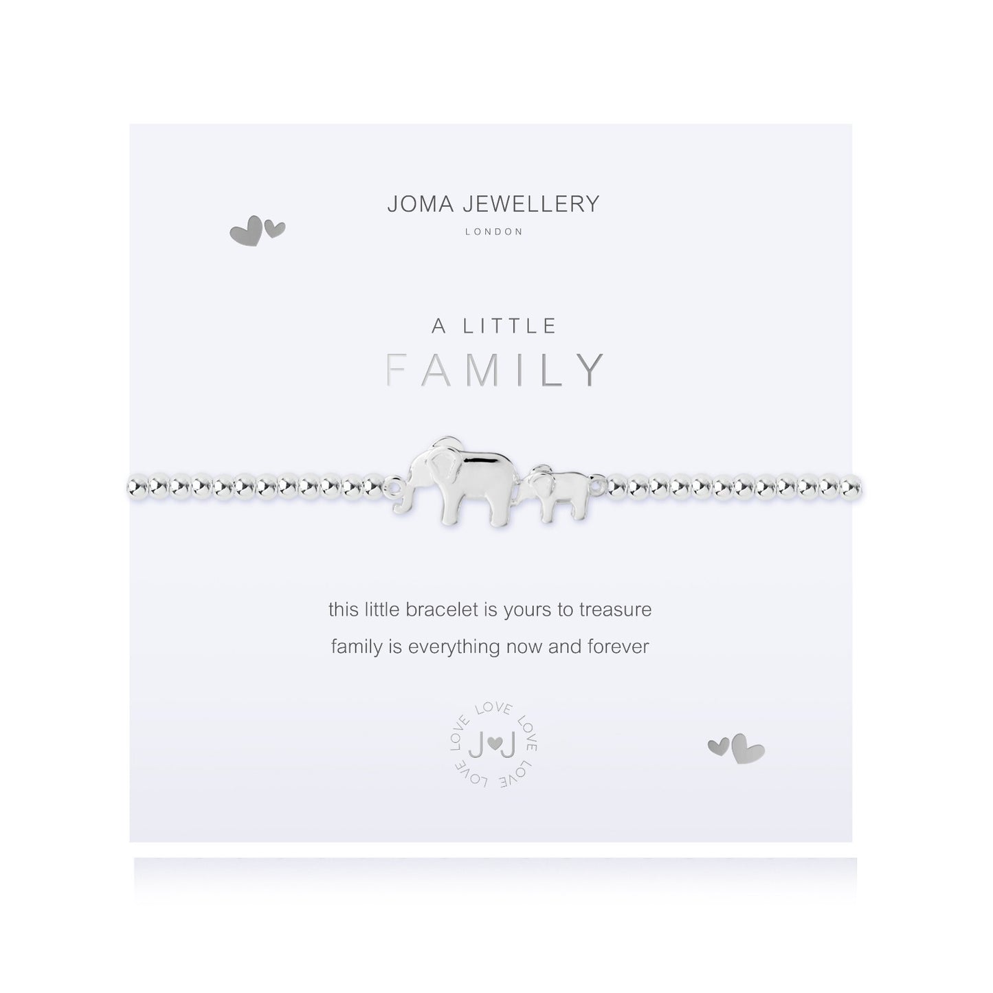 Joma Jewellery Silver Plated Beaded Bracelet A Little FAMILY + Gift Bag 4674