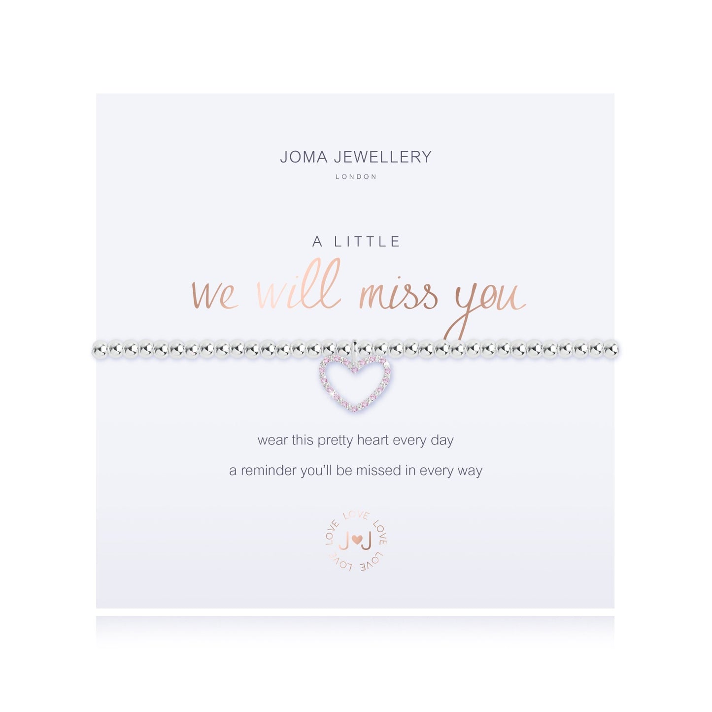 Joma Silver Plated Beaded Bracelet A Little WE WILL MISS YOU + Gift Bag 3217