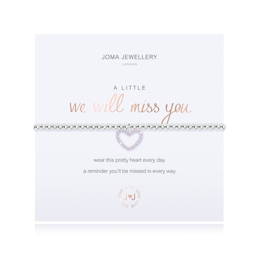 Joma Silver Plated Beaded Bracelet A Little WE WILL MISS YOU + Gift Bag 3217