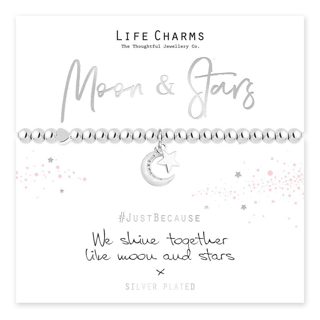 Life Charms Bracelet - MOON and STARS - Beautifully Gift Boxed Lovely Gift