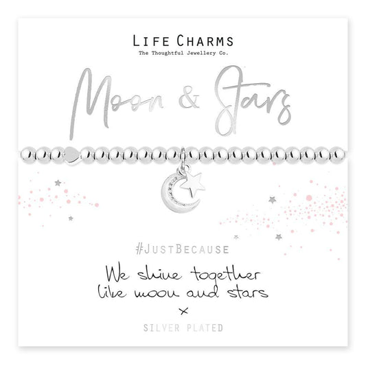 Life Charms Bracelet - MOON and STARS - Beautifully Gift Boxed Lovely Gift