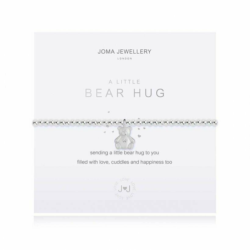Joma Jewellery Silver Plated Beaded Bracelet A Little BEAR HUG + Gift Bag 3883
