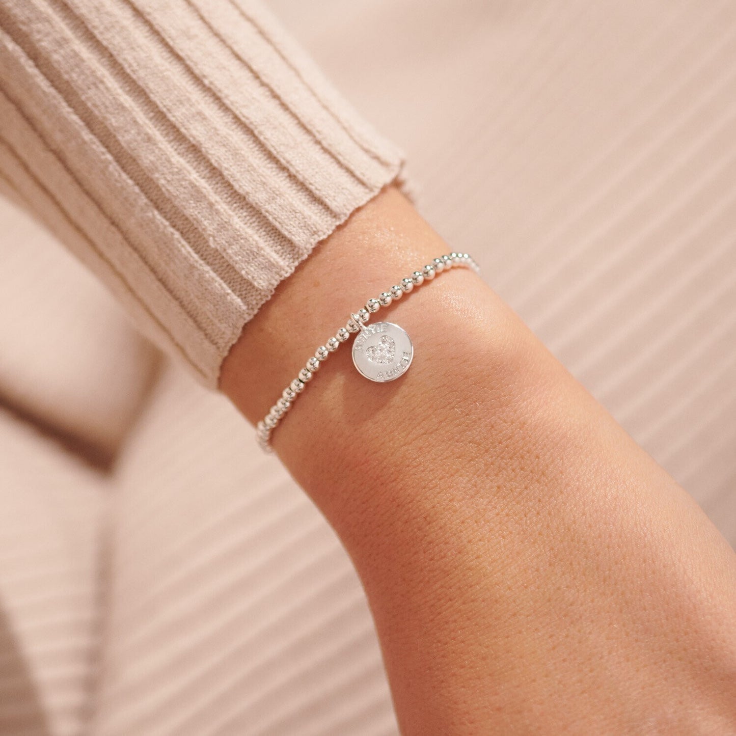 Joma Silver Plated Beaded Bracelet A Little JUST FOR YOU AUNTIE + Gift Bag 6075