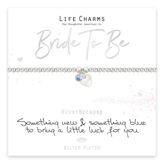 Life Charms Bracelet - " BRIDE TO BE "  Something New & Blue - Gift Boxed - NEW