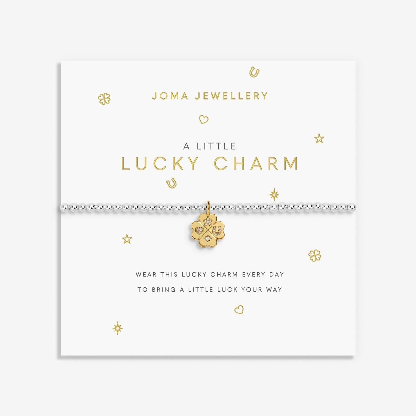 Joma Jewellery Silver Plated Beaded Bracelet A Little LUCKY CHARM  + GIFT BAG