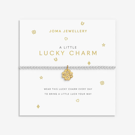 Joma Jewellery Silver Plated Beaded Bracelet A Little LUCKY CHARM  + GIFT BAG