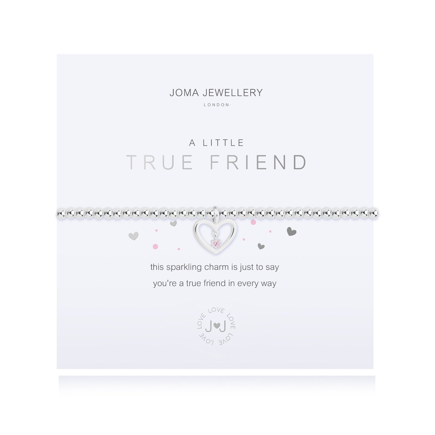 Joma Jewellery Silver Plated Beaded Bracelet A Little TRUE FRIEND + Gift Bag