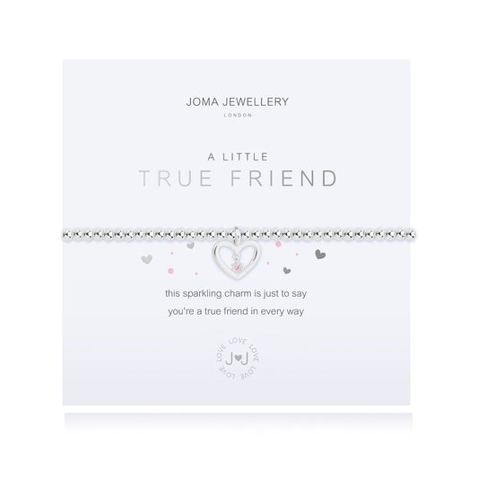 Joma Jewellery Silver Plated Beaded Bracelet A Little TRUE FRIEND + Gift Bag