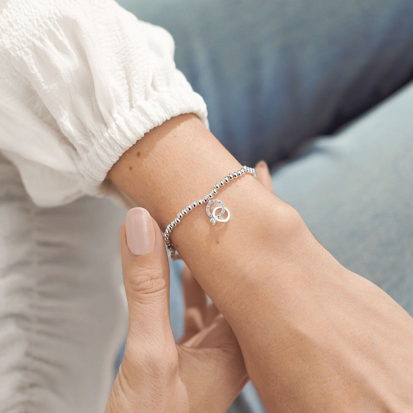 Joma Jewellery Silver Plated Beaded Bracelet A Little MISS TO MRS + Gift Bg 5236