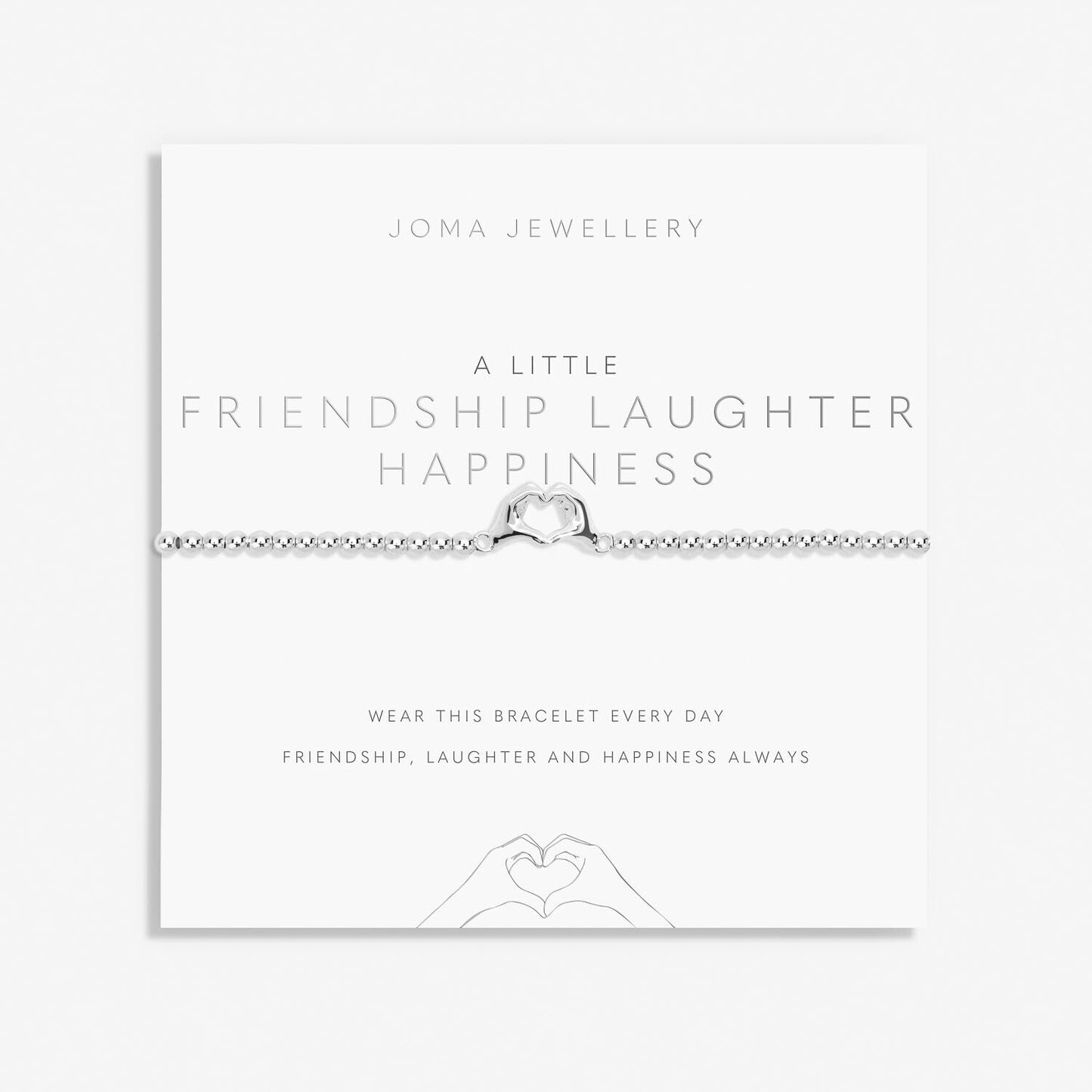 Joma Silver Plated Beaded Bracelet A Little FRIENDSHIP LAUGHTER HAPPINESS - Gift