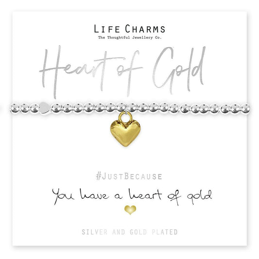 Life Charms Bracelet - " You Have a HEART OF GOLD " - Beautifully Gift Boxed