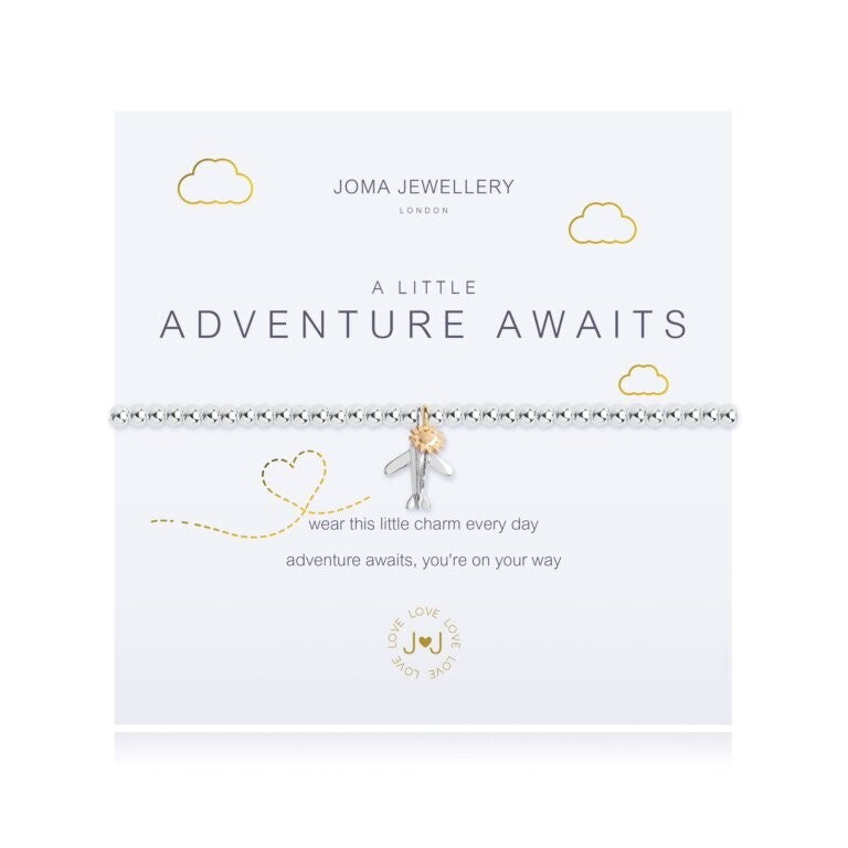 Joma Silver Plated Beaded Bracelet A Little ADVENTURE AWAITS + Gift Bag 3099