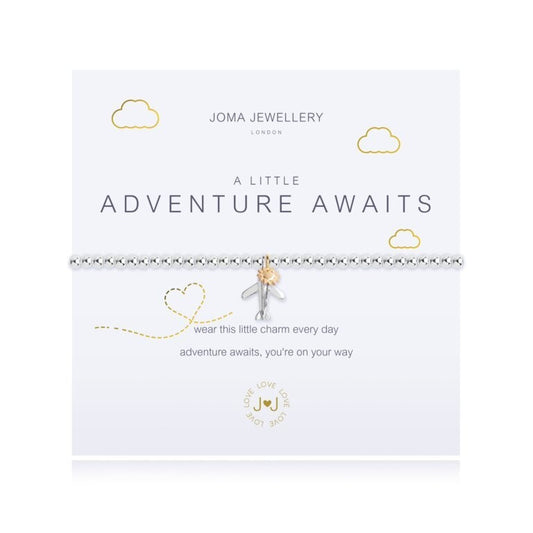 Joma Silver Plated Beaded Bracelet A Little ADVENTURE AWAITS + Gift Bag 3099