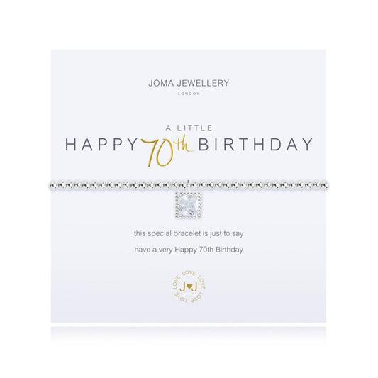 Joma Silver Plated Beaded Bracelet A Little HAPPY 70th BIRTHDAY + Gift Bag 2672