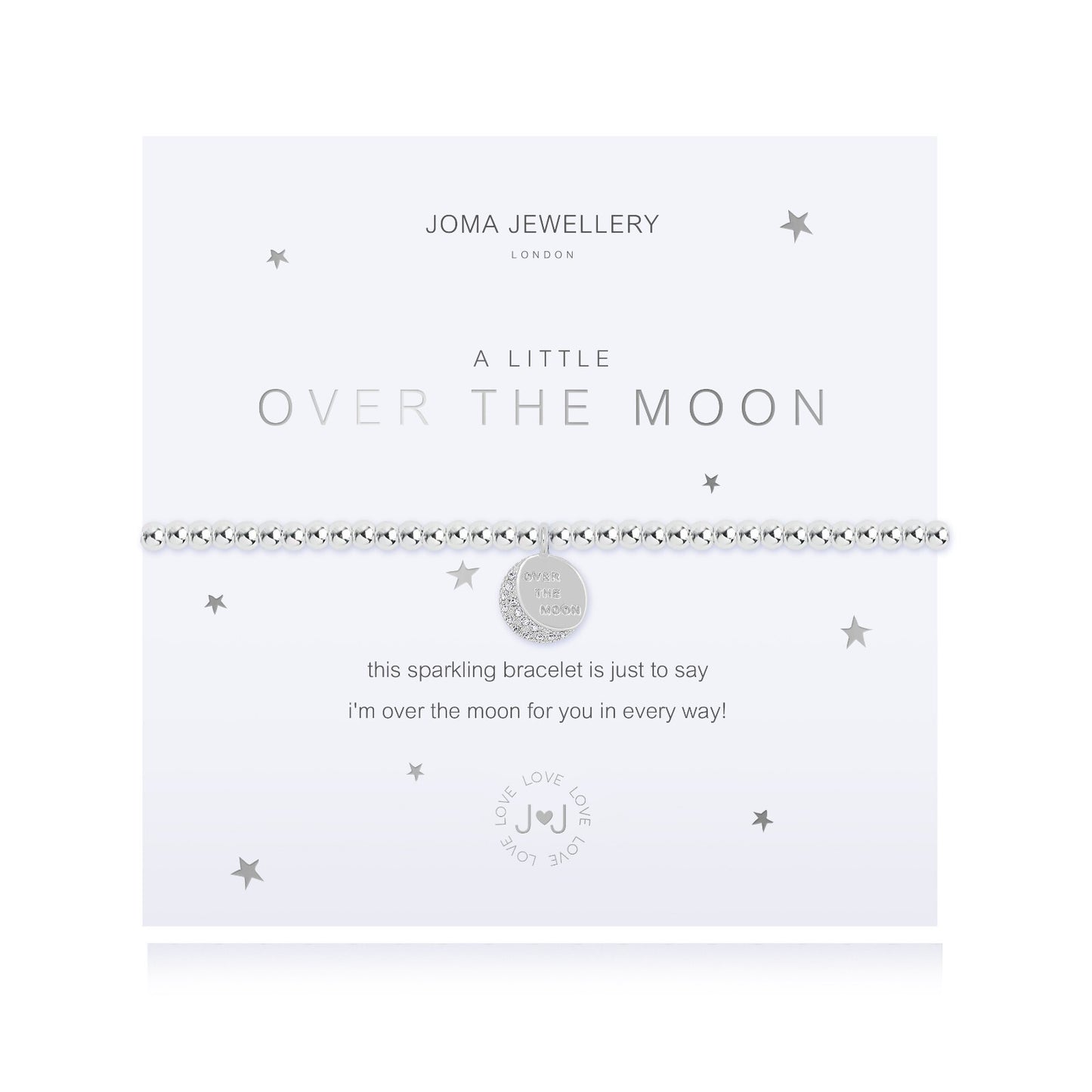 Joma Jewellery Silver Plated Beaded Bracelet A Little OVER THE MOON + Gift Bag