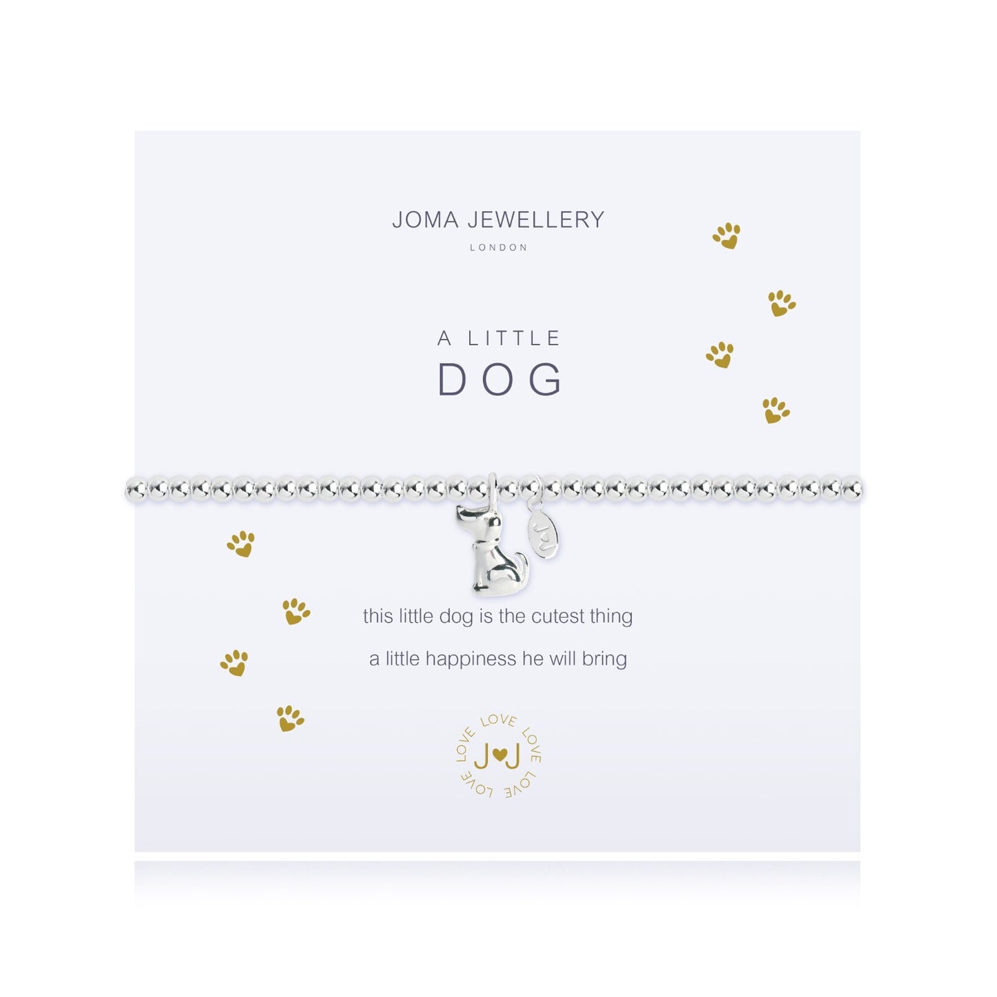 Joma Jewellery Silver Plated Beaded Bracelet A Little DOG + Gift Bag 2276