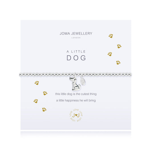 Joma Jewellery Silver Plated Beaded Bracelet A Little DOG + Gift Bag 2276
