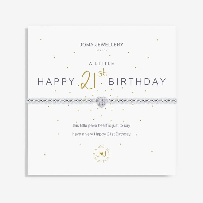 Joma Silver Plated Beaded Bracelet A Little HAPPY 21st BIRTHDAY + Gift Bag 1220