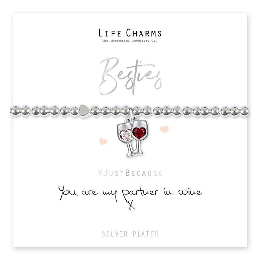 Life Charms Bracelet BESTIES - You are my Partner In Wine - Beautifully Gift Box