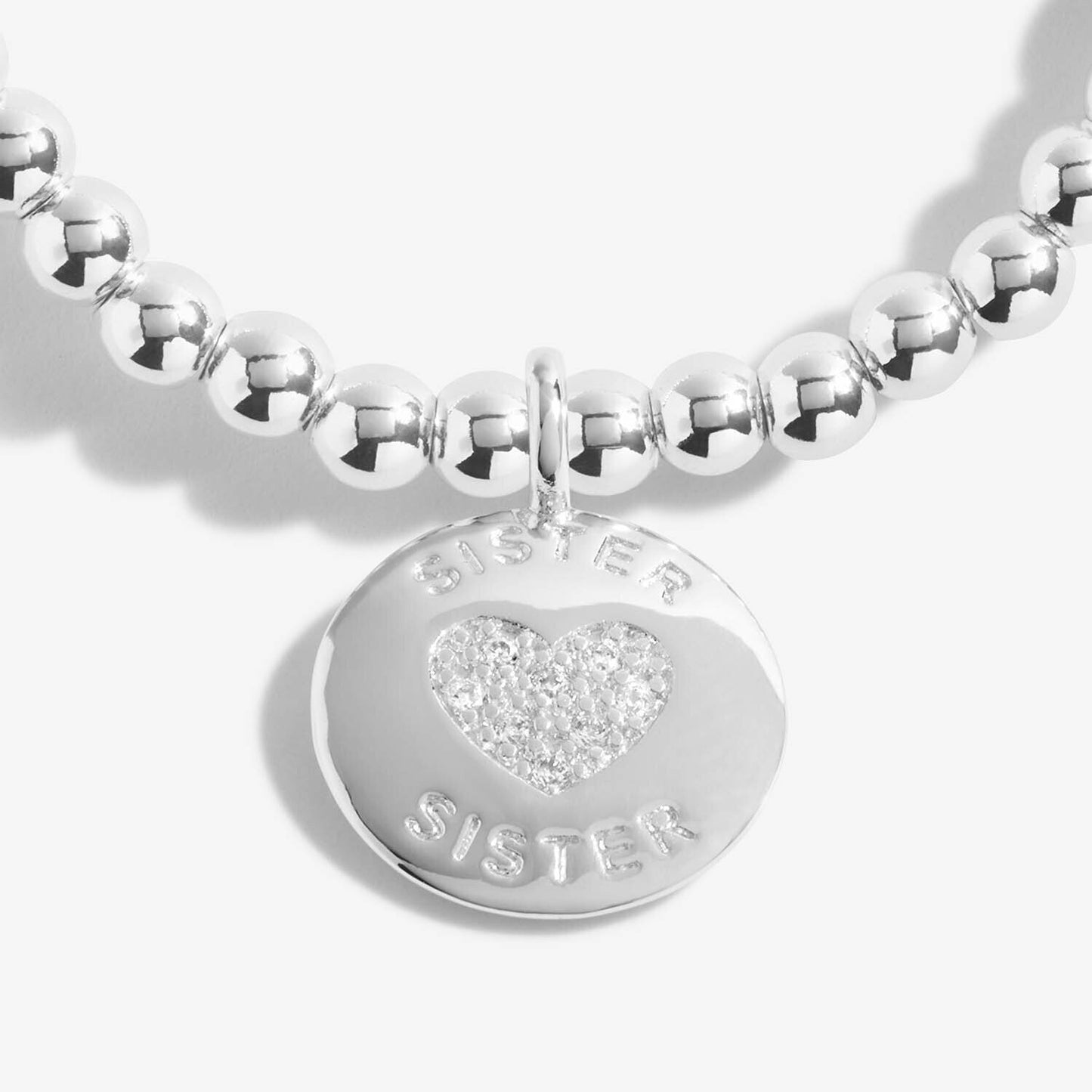 Joma Silver Plated Beaded Bracelet A Little JUST FOR YOU SISTER + Gift Bag 5810