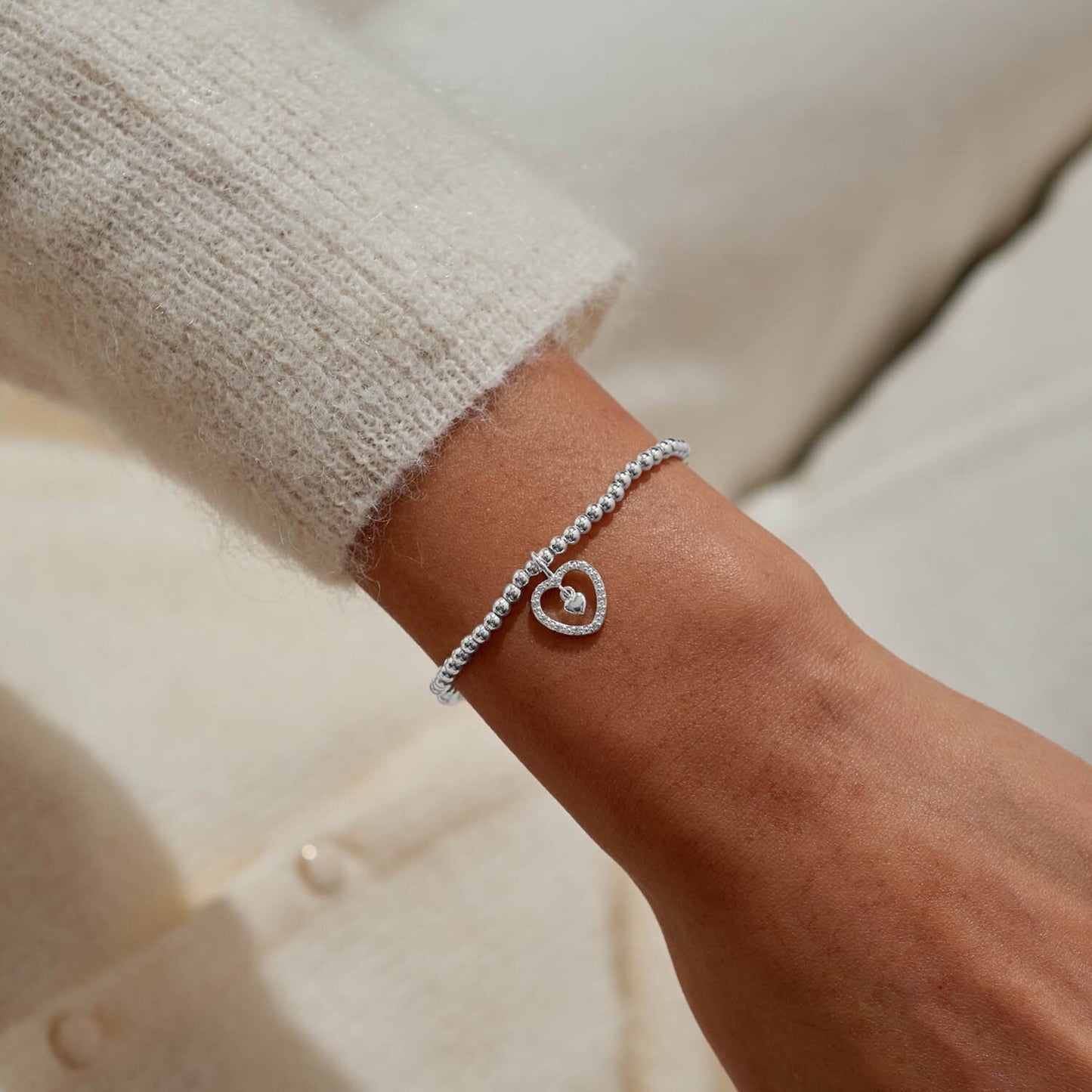 Joma Silver Plated Beaded Bracelet A Little SO LUCKY TO HAVE YOU IN MY LIFE +GBg