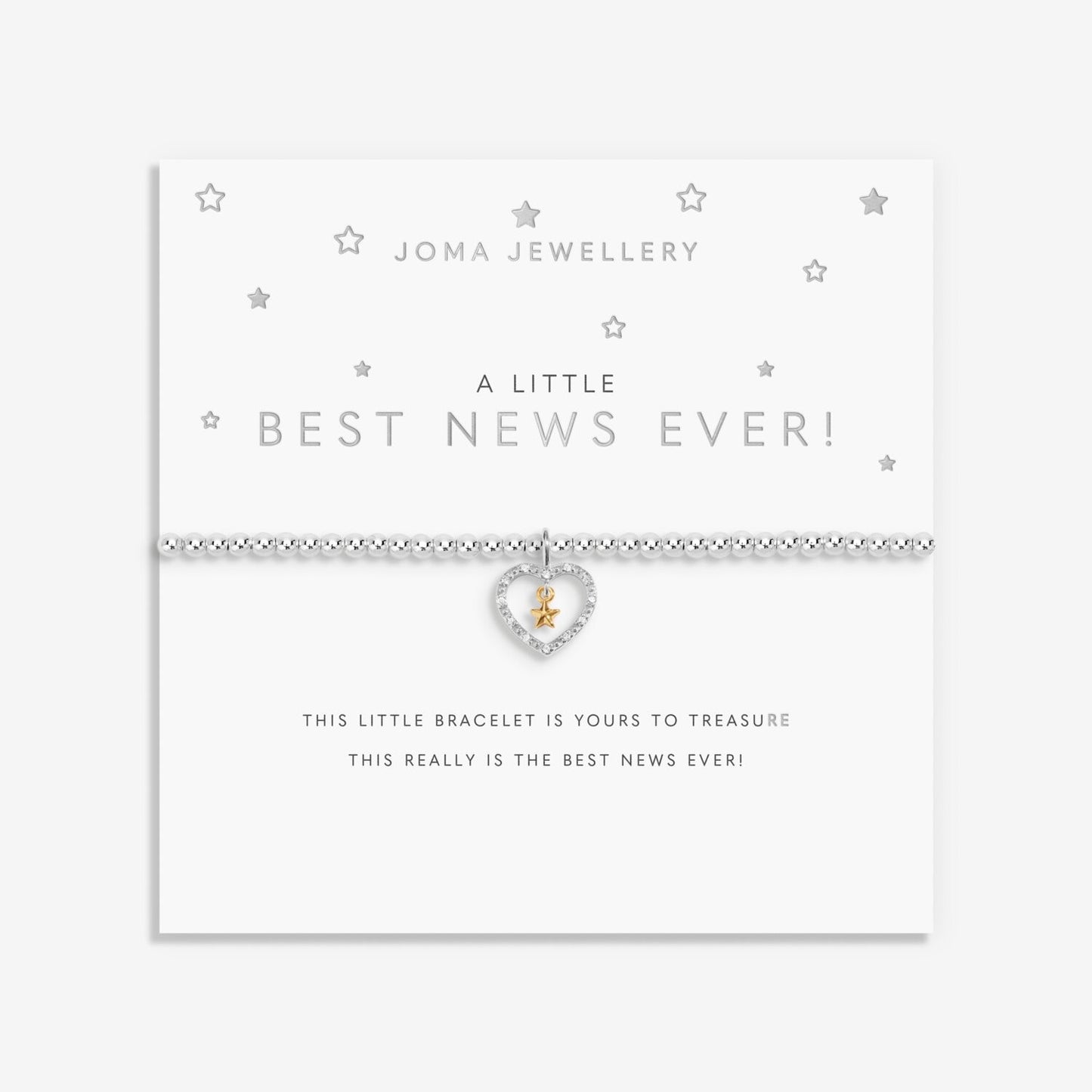 Joma Jewellery A Little BEST NEWS EVER  Silver Plated Beaded Bracelet +Gift Bag