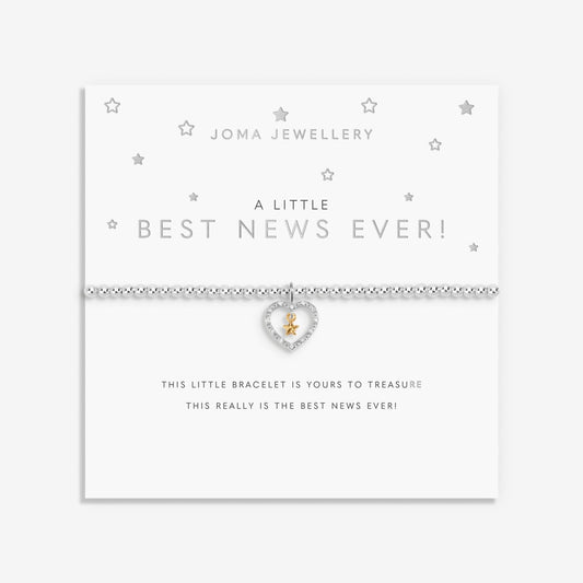 Joma Jewellery A Little BEST NEWS EVER  Silver Plated Beaded Bracelet +Gift Bag