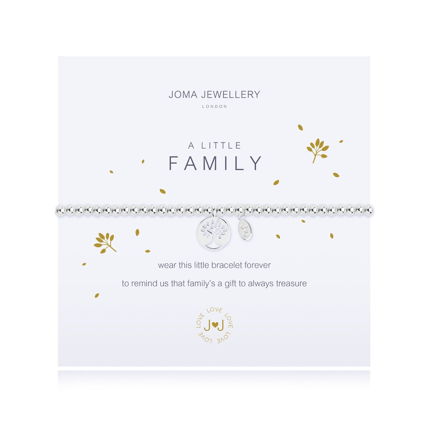 Joma Jewellery Silver Plated Beaded Bracelet A Little FAMILY + Gift Bag 2077