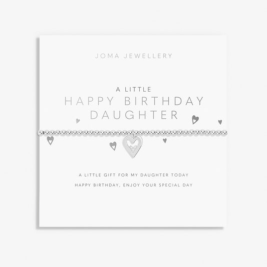 Joma Silver Plated Beaded Bracelet A Little HAPPY BIRTHDAY DAUGHTER + Gift Bag