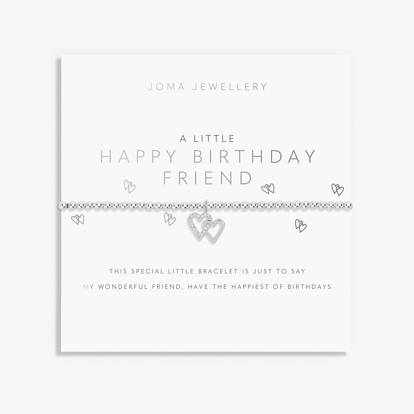 Joma Silver Plated Beaded Bracelet A Little HAPPY BIRTHDAY FRIEND + Gift Bag