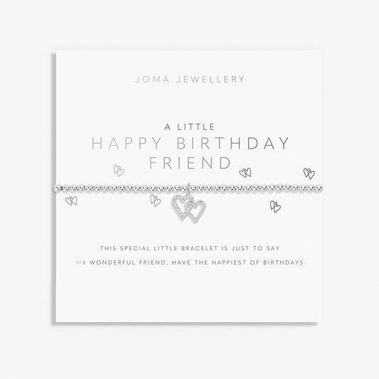 Joma Silver Plated Beaded Bracelet A Little HAPPY BIRTHDAY FRIEND + Gift Bag
