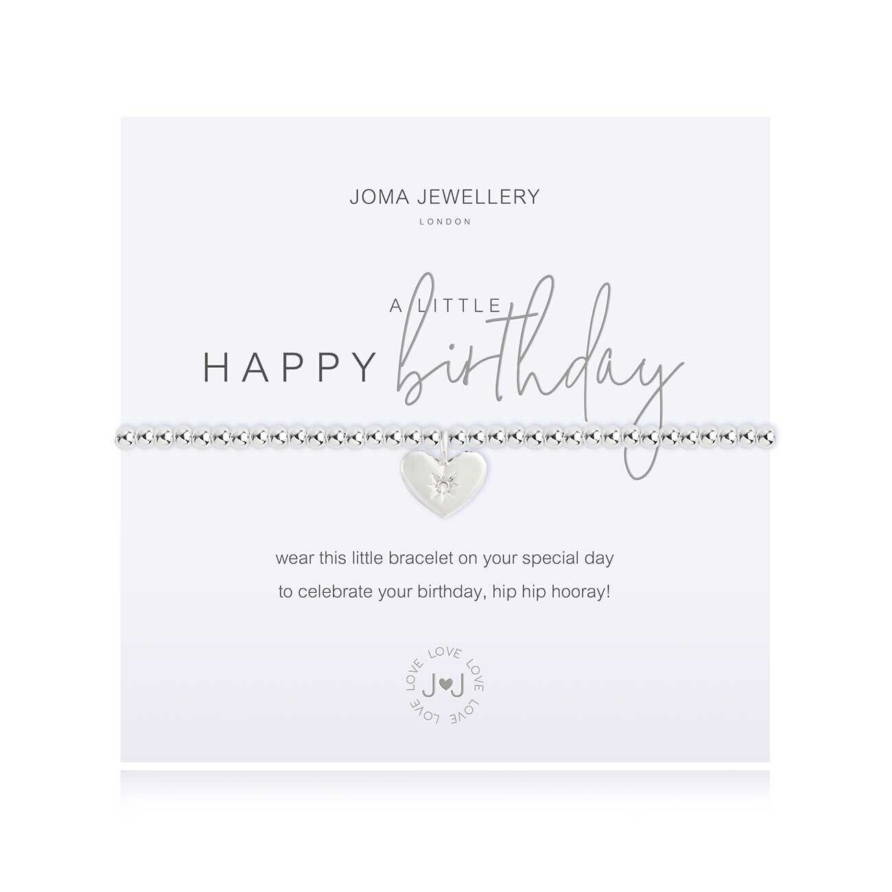 Joma Silver Plated Beaded Bracelet A Little HAPPY BIRTHDAY + Gift Bag 4081