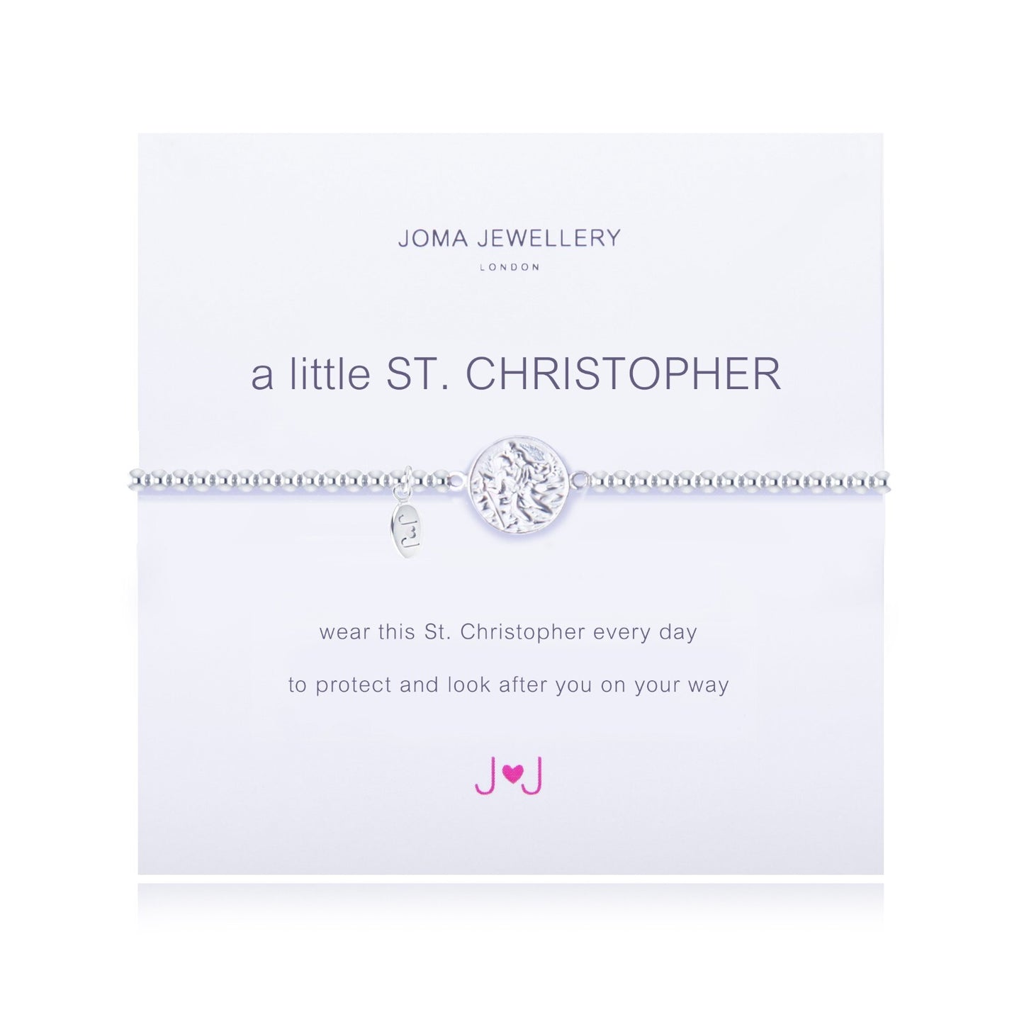 Joma Jewellery Silver Plated Beaded Bracelet A Little ST CHRISTOPHER + Gift Bag