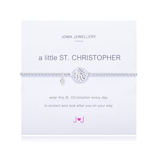 Joma Jewellery Silver Plated Beaded Bracelet A Little ST CHRISTOPHER + Gift Bag