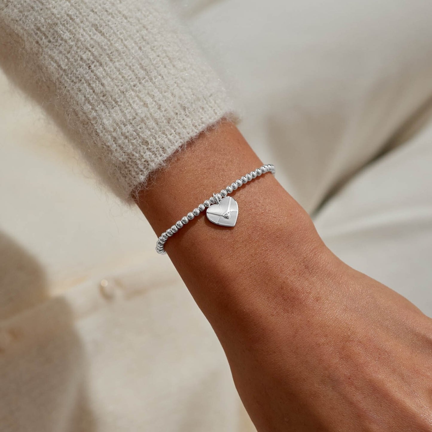 Joma Jewellery Silver Plated Beaded Bracelet A Little SENDING LOVE + Gift Bag