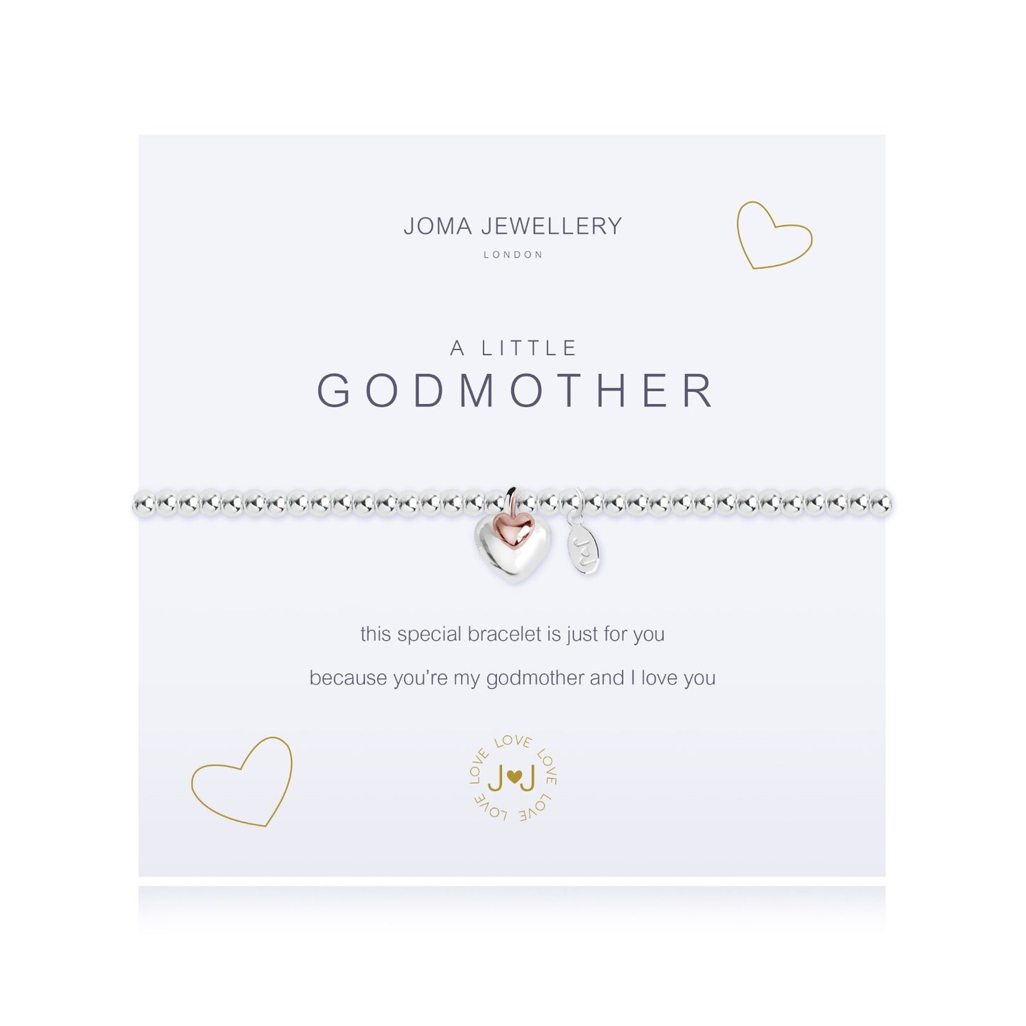 Joma Jewellery Silver Plated Beaded Bracelet A Little GODMOTHER  + GIFT BAG 2079
