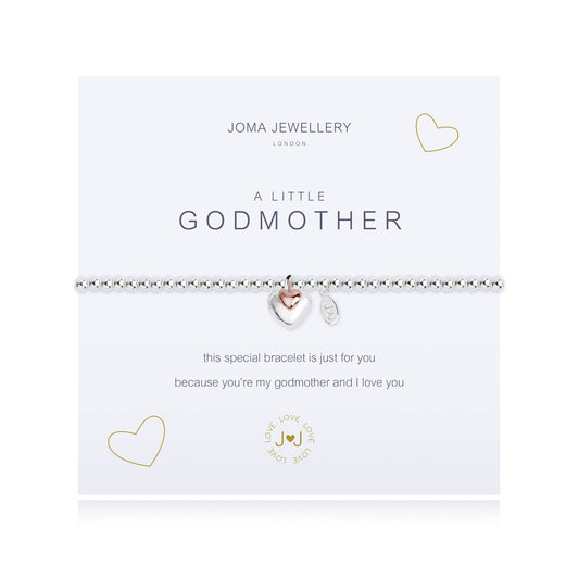 Joma Jewellery Silver Plated Beaded Bracelet A Little GODMOTHER  + GIFT BAG 2079