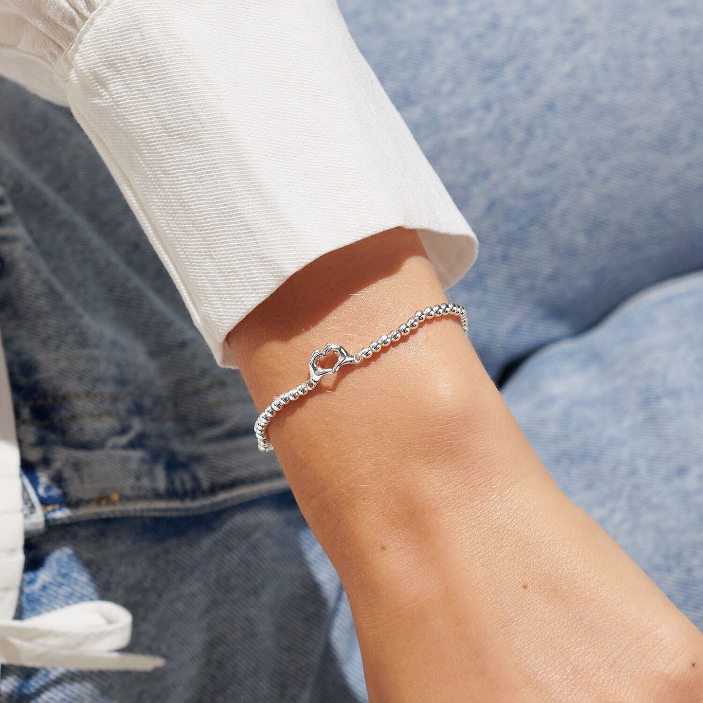 Joma Silver Plated Beaded Bracelet A Little FRIENDSHIP LAUGHTER HAPPINESS - Gift