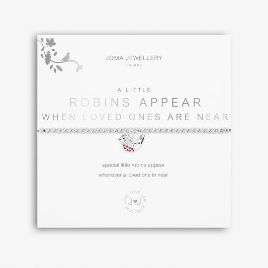 Joma Silver Plated Bead Bracelet A Little ROBINS APPEAR WHEN LOVED ONES ARE NEAR