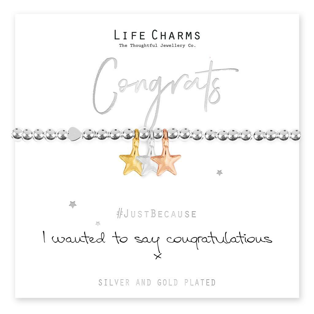 Life Charms Bracelet CONGRATS - " I Wanted To Say CONGRATULATIONS ! " Gift Boxed