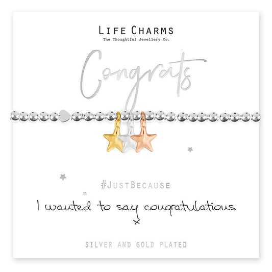 Life Charms Bracelet CONGRATS - " I Wanted To Say CONGRATULATIONS ! " Gift Boxed