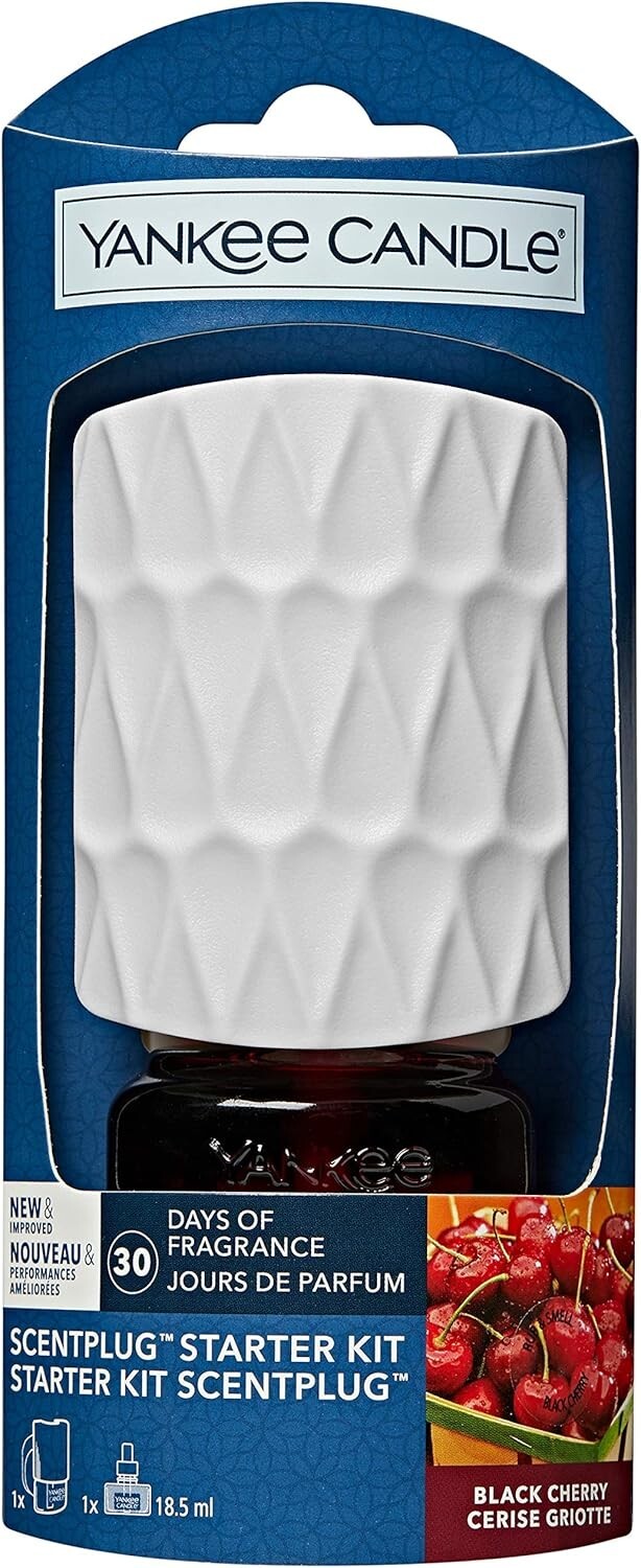 Yankee Candle UK Plug In Starter Kit  Electric White Organic - BLACK CHERRY