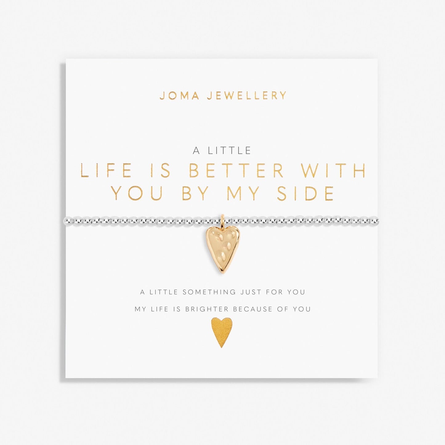 Joma Silver Plated Beaded Bracelet A Little LIFE IS BETTER WITH YOU BY MY SIDE